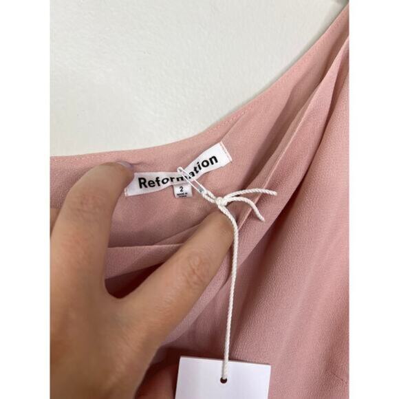 NWT Reformation Evelyn One Shoulder Long Blush Pink Maxi Dress with Front Slit - Picture 6 of 10